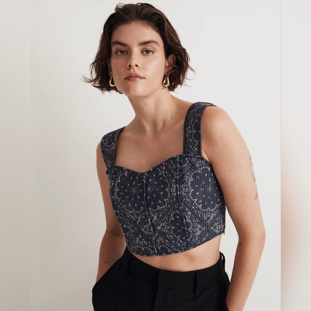 Madewell Navy Lace Crop Top